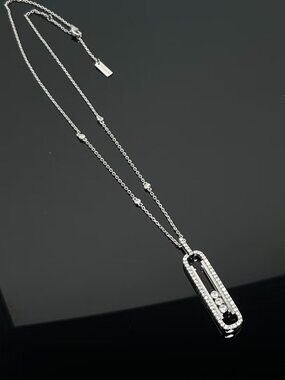 Messika Silver Pave Link Necklace withFloating Diamonds